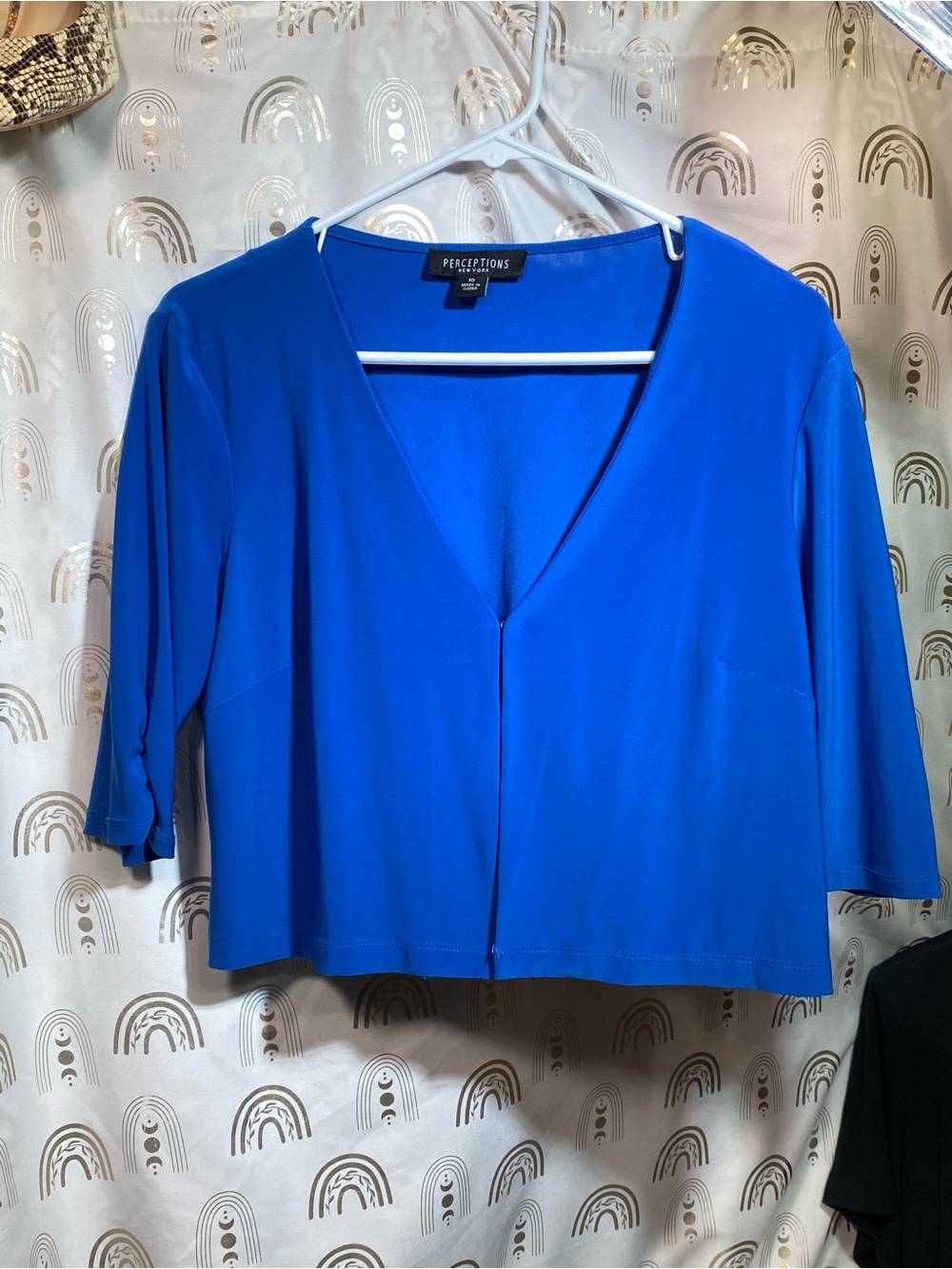 Perceptions Bright Blue V-Neck Cropped Women's Top